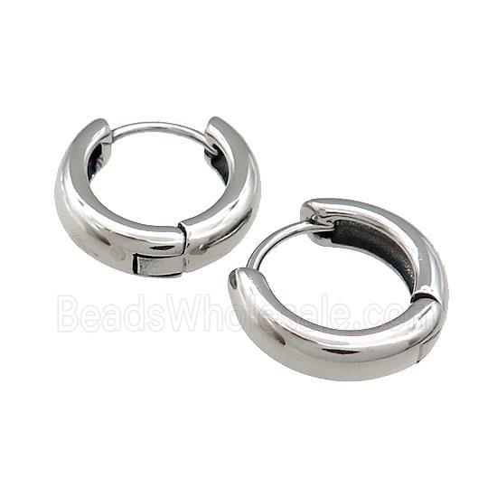 Stainless Steel Hoop Earrings Antique Silver