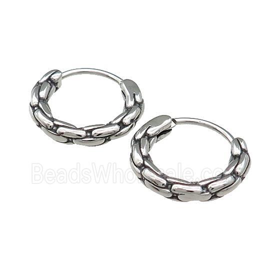Stainless Steel Hoop Earrings Antique Silver