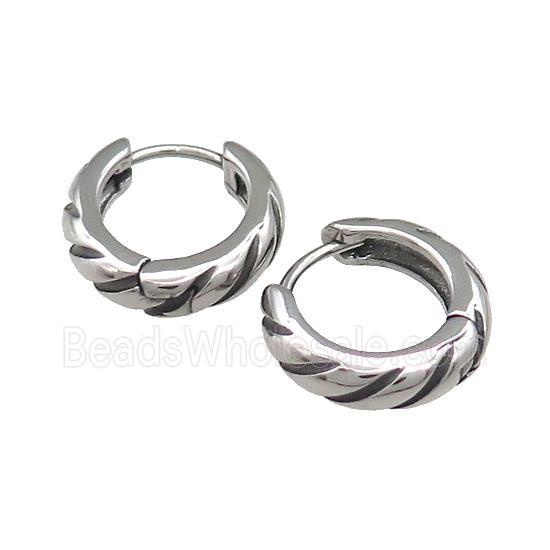 Stainless Steel Hoop Earrings Antique Silver