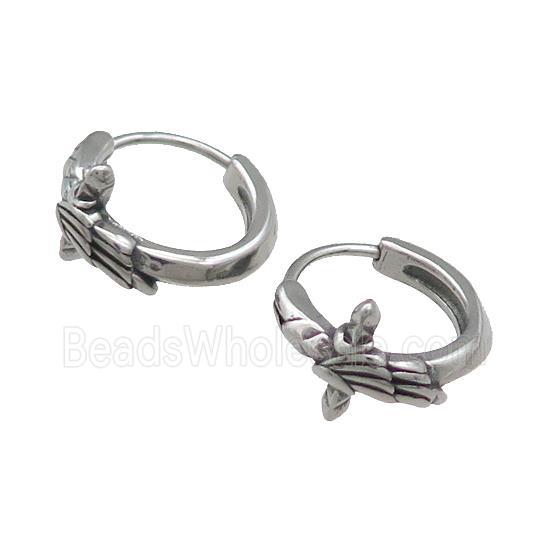 Stainless Steel Hoop Earrings Cross Antique Silver