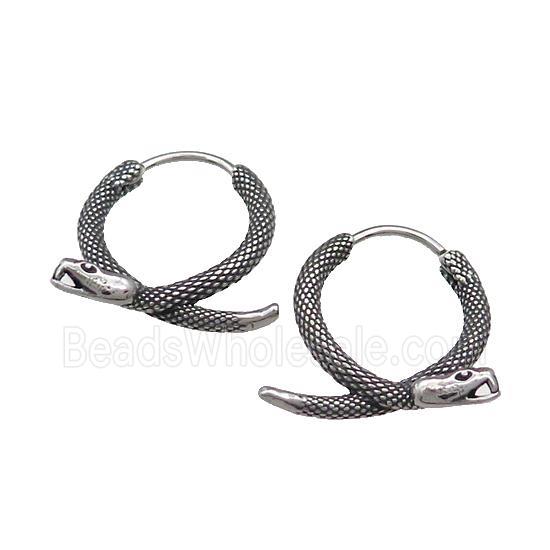 Stainless Steel Hoop Earrings Snake Antique Silver