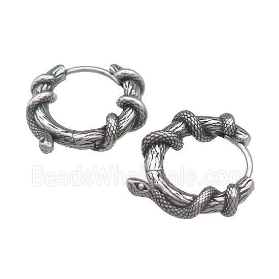 Stainless Steel Hoop Earrings Snake Antique Silver