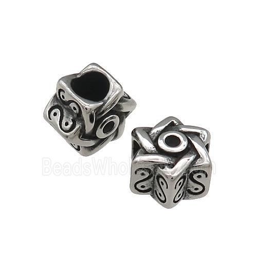 Stainless Steel Star Beads Large Hole Antique Silver