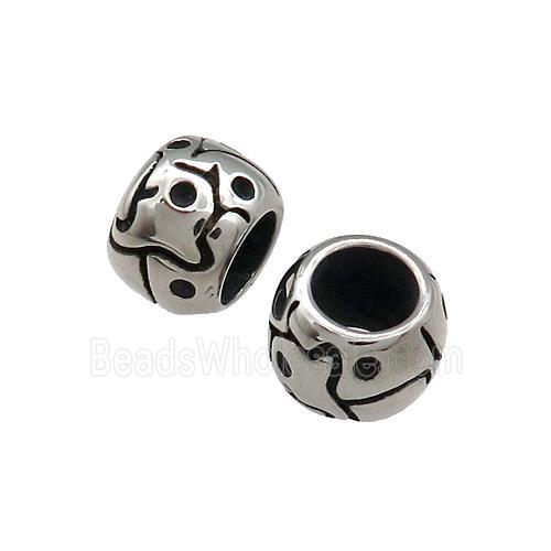 Stainless Steel Rondelle Beads Large Hole Antique Silver
