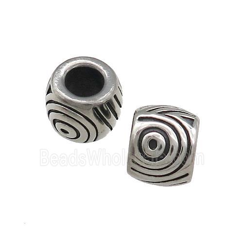 Stainless Steel Barrel Beads Large Hole Antique Silver