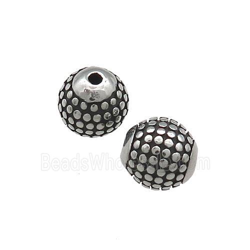 Stainless Steel Round Beads Large Hole Antique Silver