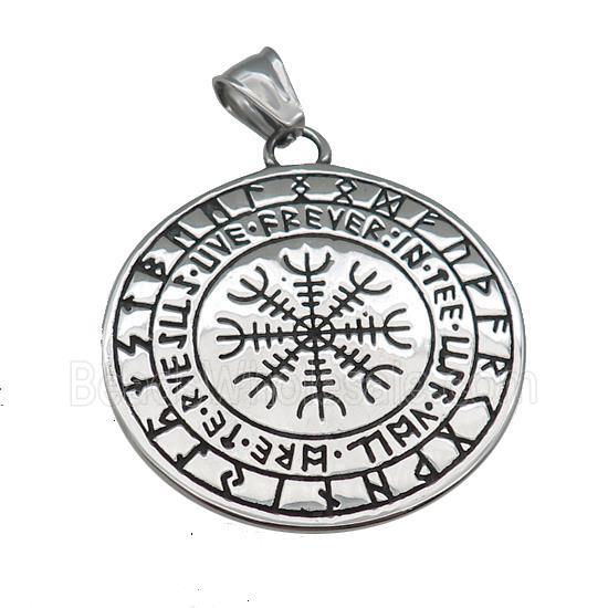 Stainless Steel Pendants Totem Charms Wolf Circle Antique Silver