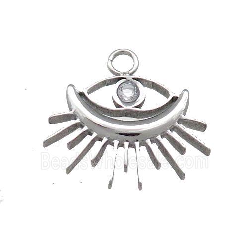 Raw Stainless Steel Eye Pendant Pave Rhinestone