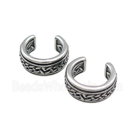 Stainless Steel Clip Earrings Antique Silver