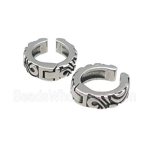 Stainless Steel Clip Earrings Antique Silver