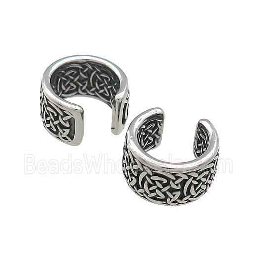Stainless Steel Clip Earrings Antique Silver