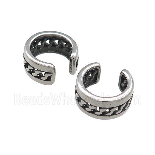 Stainless Steel Clip Earrings Antique Silver