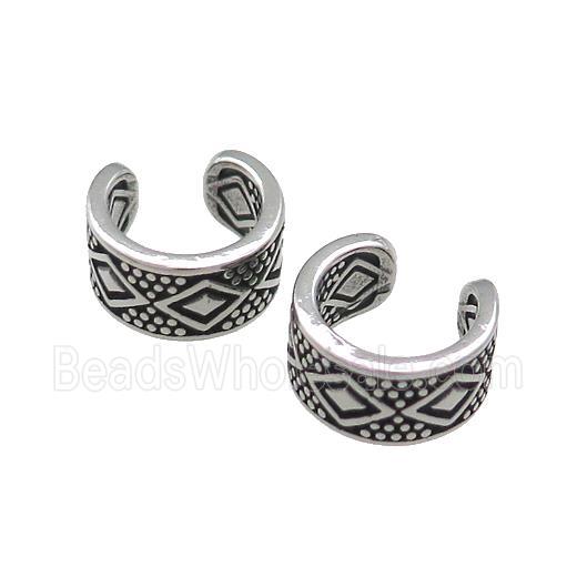 Stainless Steel Clip Earrings Antique Silver