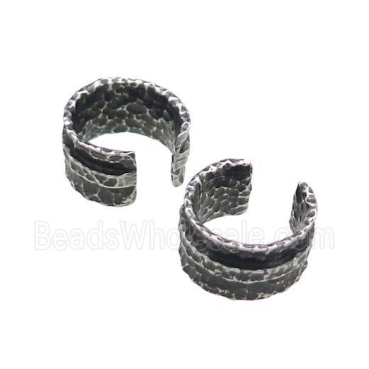 Stainless Steel Clip Earrings Antique Silver