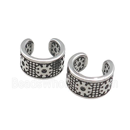 Stainless Steel Clip Earrings Antique Silver