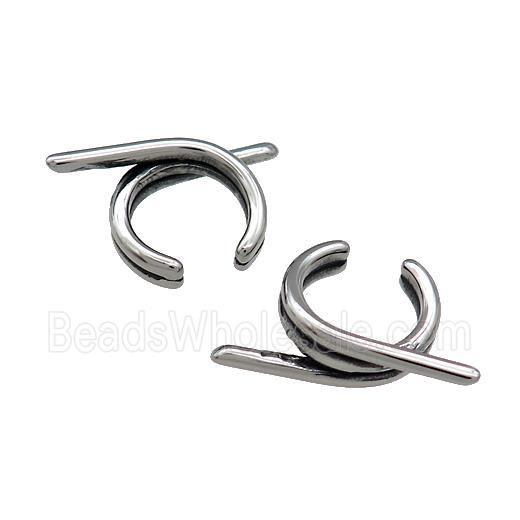 Stainless Steel Clip Earrings Antique Silver