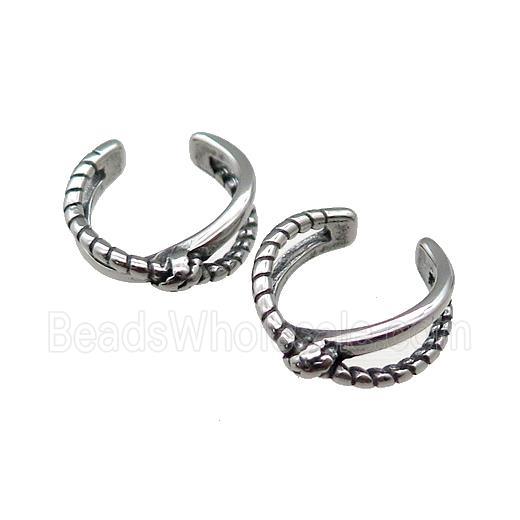 Stainless Steel Clip Earrings Antique Silver