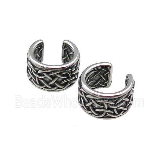 Stainless Steel Clip Earrings Antique Silver