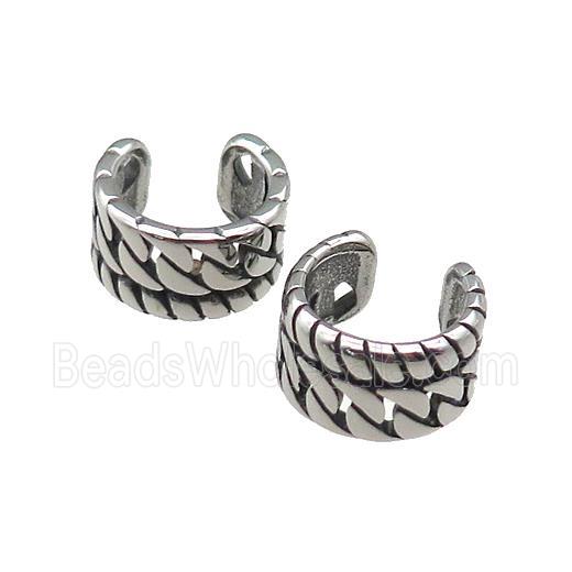 Stainless Steel Clip Earrings Antique Silver