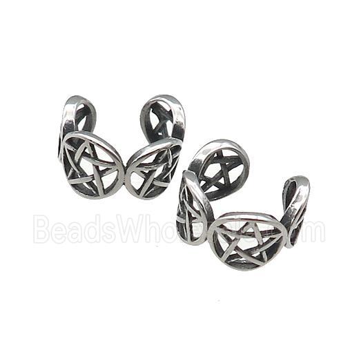 Stainless Steel Clip Earrings Antique Silver