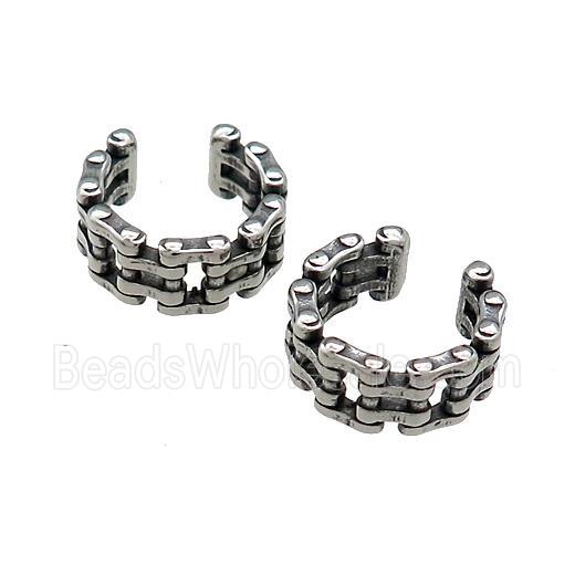 Stainless Steel Clip Earrings Antique Silver