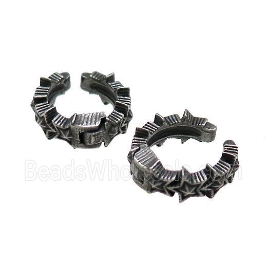 Stainless Steel Clip Earrings Star Antique Silver