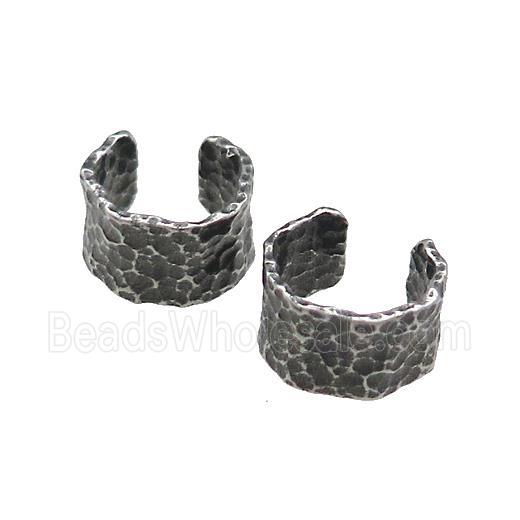 Stainless Steel Clip Earrings Antique Silver