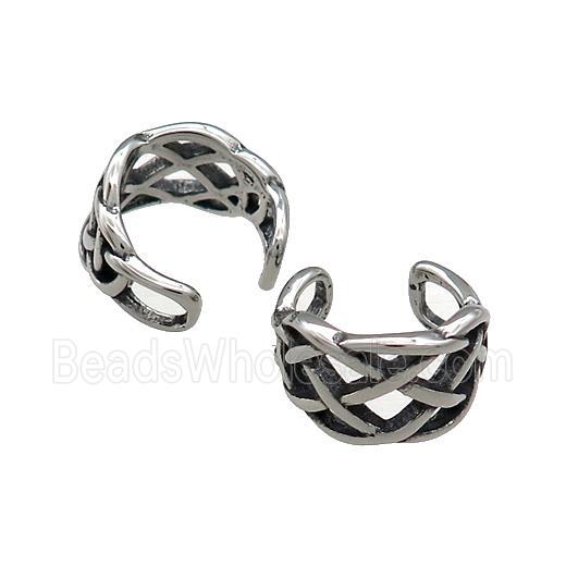 Stainless Steel Clip Earrings Antique Silver