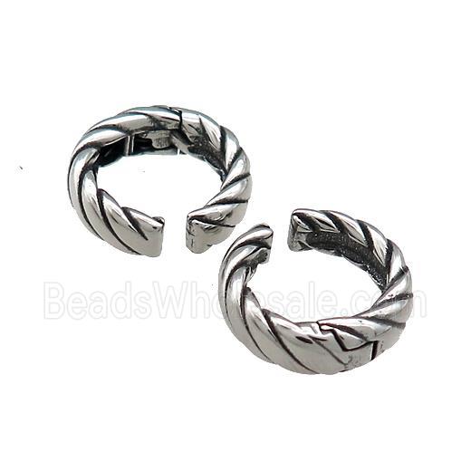 Stainless Steel Clip Earrings Antique Silver