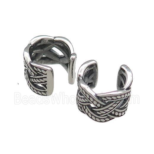 Stainless Steel Clip Earrings Antique Silver