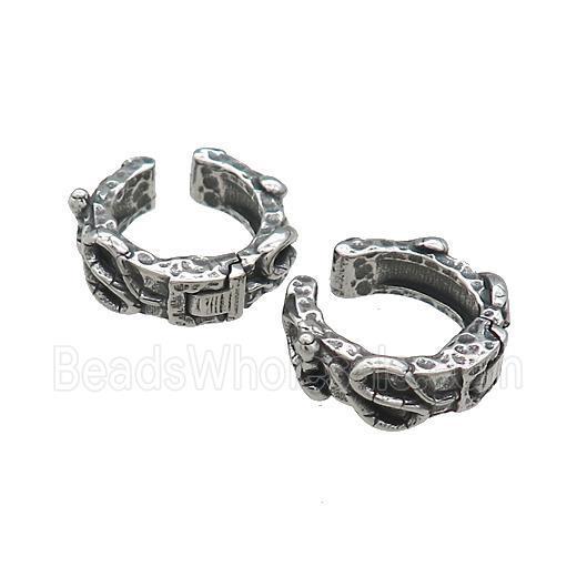 Stainless Steel Clip Earrings Antique Silver