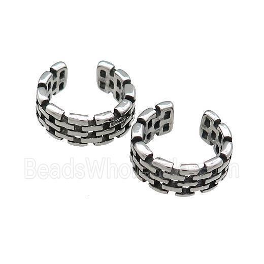 Stainless Steel Clip Earrings Antique Silver
