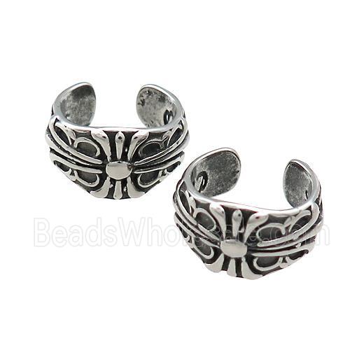 Stainless Steel Clip Earrings Antique Silver