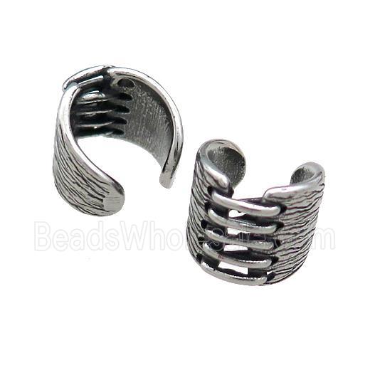 Stainless Steel Clip Earrings Antique Silver