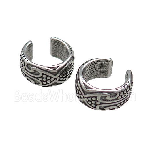 Stainless Steel Clip Earrings Antique Silver