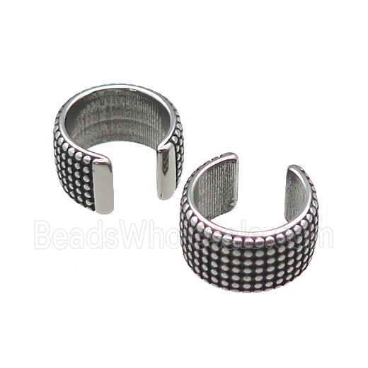 Stainless Steel Clip Earrings Antique Silver