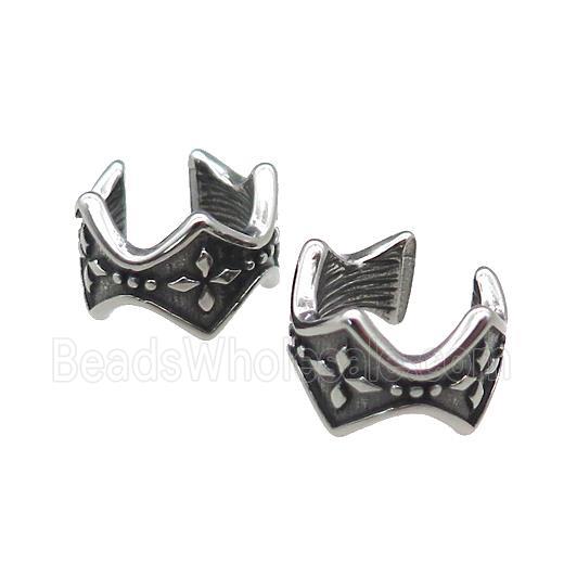 Stainless Steel Clip Earrings Antique Silver