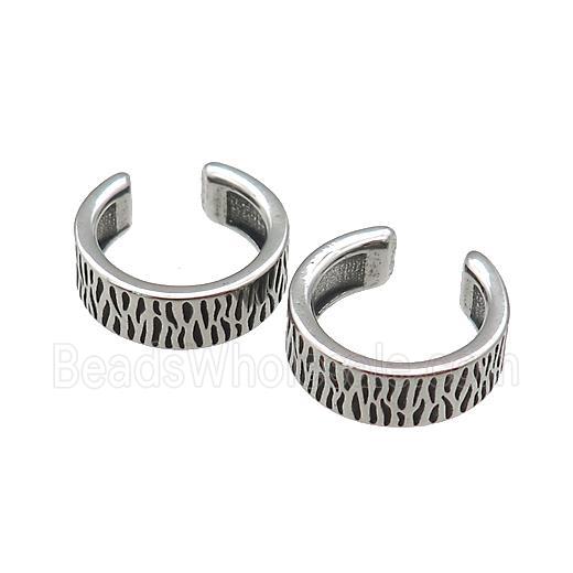 Stainless Steel Clip Earrings Antique Silver