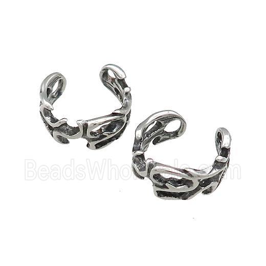 Stainless Steel Clip Earrings Antique Silver
