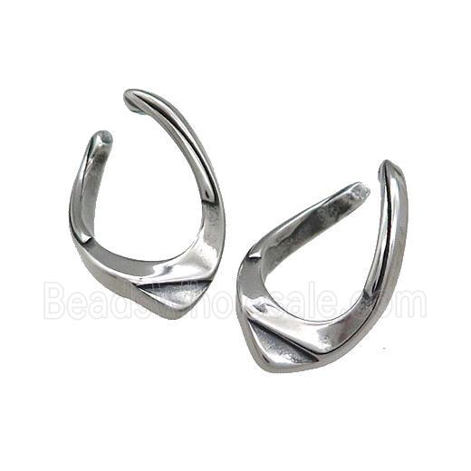 Stainless Steel Clip Earrings Antique Silver