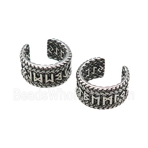 Stainless Steel Clip Earrings Antique Silver