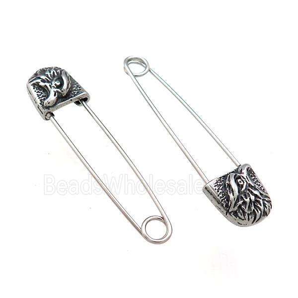 Stainless Steel Safety Pins Eagle Antique Silver