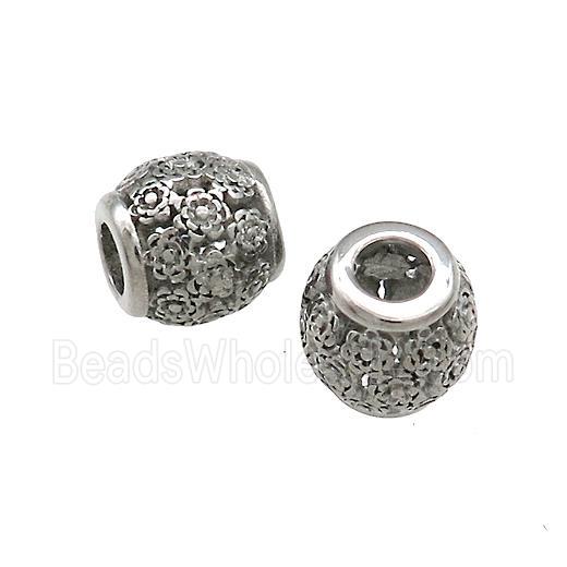 Raw Titanium Steel Barrel Beads Large Hole Hollow