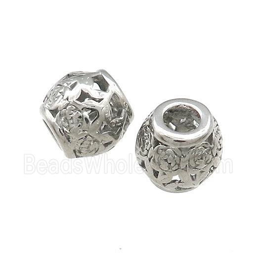 Raw Titanium Steel Barrel Beads Large Hole Hollow