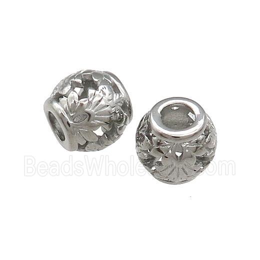 Raw Titanium Steel Barrel Beads Large Hole Hollow 