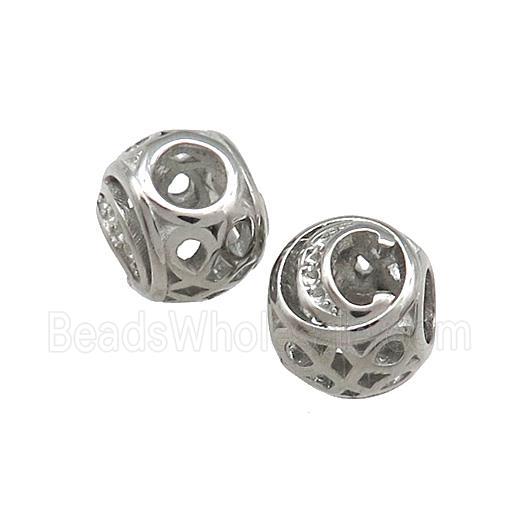 Raw Titanium Steel Round Beads Letter-C Large Hole Hollow