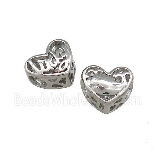 Raw Titanium Steel Heart Beads Lucky Dolphin Large Hole Hollow
