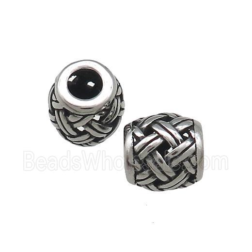 Titanium Steel Barrel Beads Large Hole Hollow Antique Silver