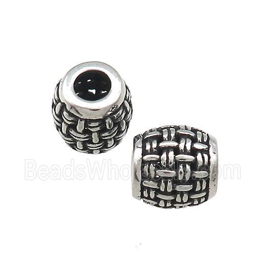 Titanium Steel Barrel Beads Large Hole Hollow Antique Silver
