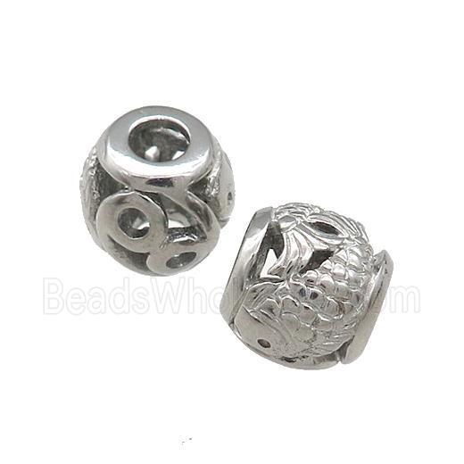 Raw Titanium Steel Barrel Beads Large Hole Hollow Fish